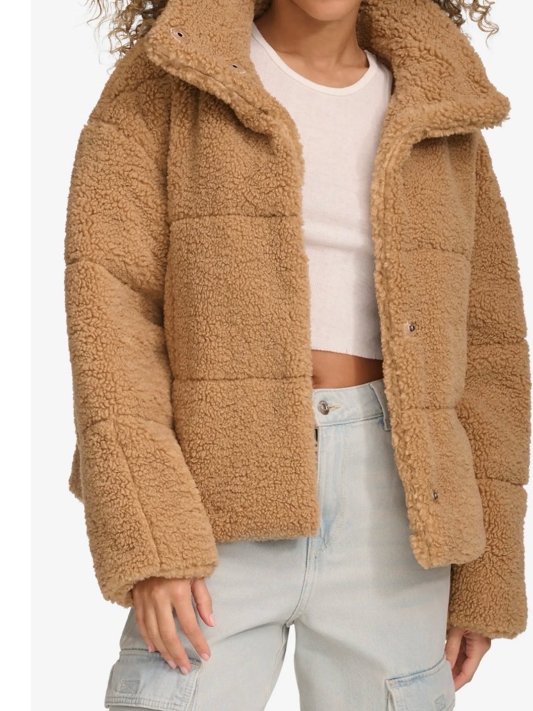 Quilted Faux Fur Short Teddy Jacket Levi's